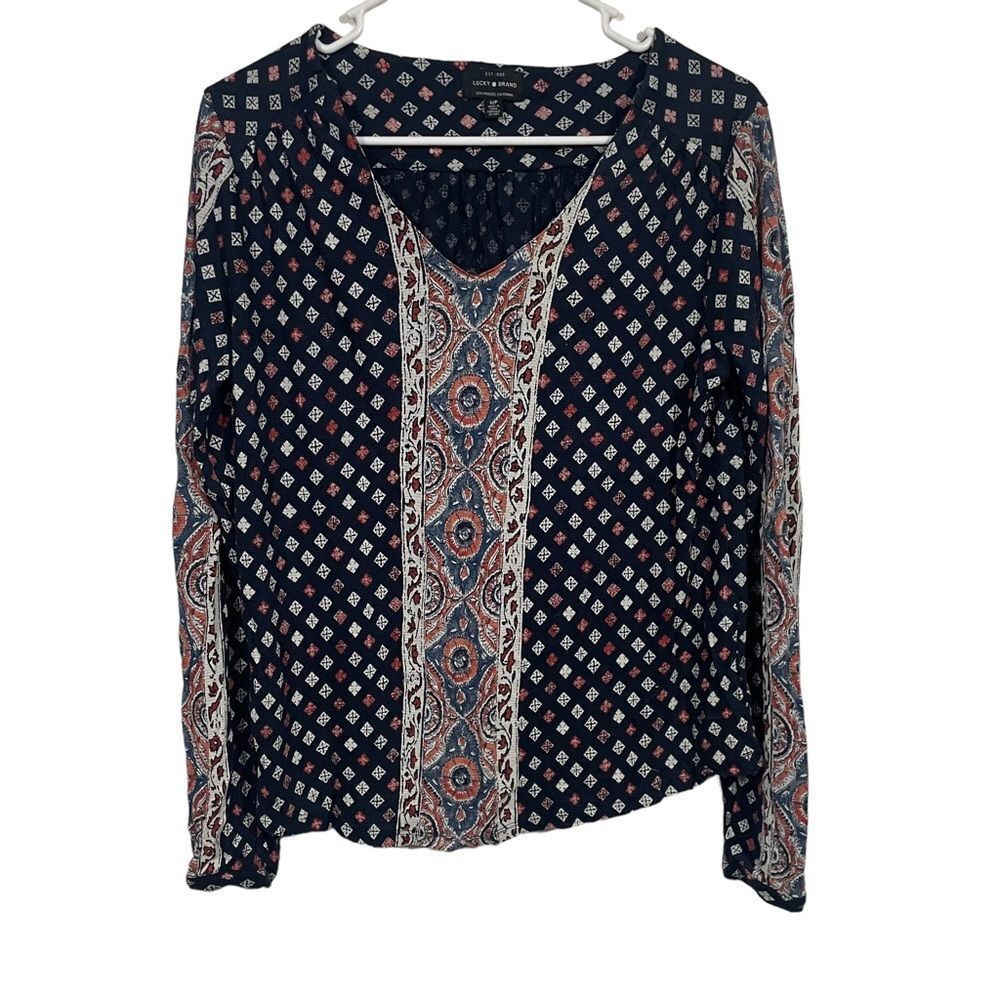 Lucky Brand Boho Patterned Long Sleeve Blouse